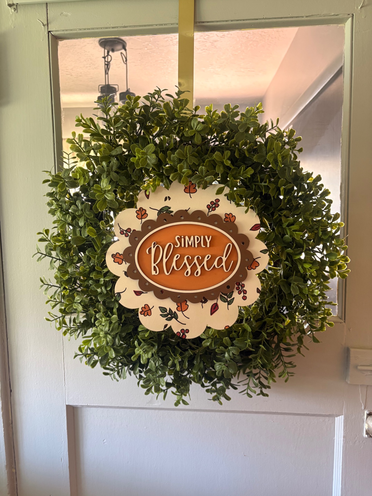 Handmade Simply Blessed wreath sign